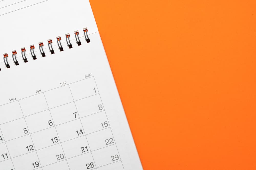 Calendar and orange accent block