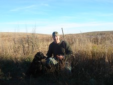Man and his duck dog
